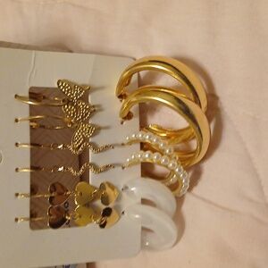 Pierced gold tone earrings, set #2